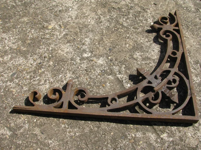 1 Set, Neu, Vordach, Haustür, Gründerzeit, Jugendstiel, Eisen, 2 Winkel, Regal