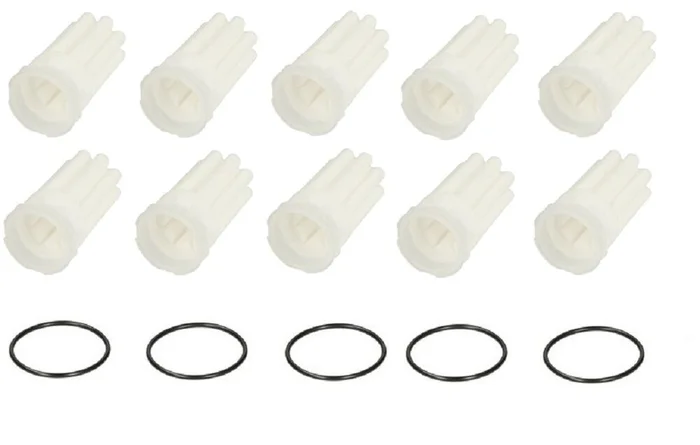 10 x Siku Heizölfilter Ölfilter Sternform 50 µm-70 µm inkl.5 x O-Ringe Weiß