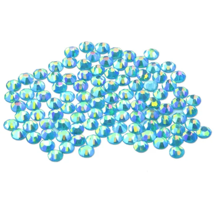 100 Glas Strasssteine Aquamarine AB