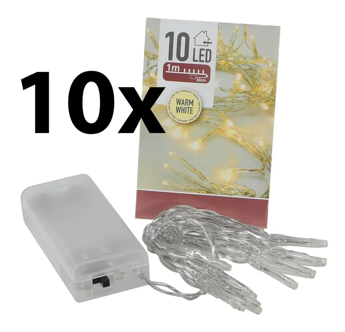 10er Set LED Lichterkette Batteriebetrieb 10 LEDs warmweiß