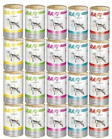 10x1240g RAFI MIX Rind + Lamm + Truthahn + Wild+ Geflügel Nassfutter Hundefutter