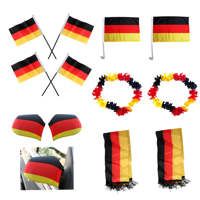 12 teiliges Fan EM Set Fanschal Stabflaggen Hawaiikette Deutschland