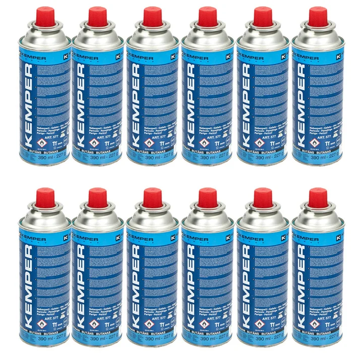 12x Kemper Gasdruckkartusche Butan Nr 577 Unkrautbrenner Campinggrill 390ml 227g