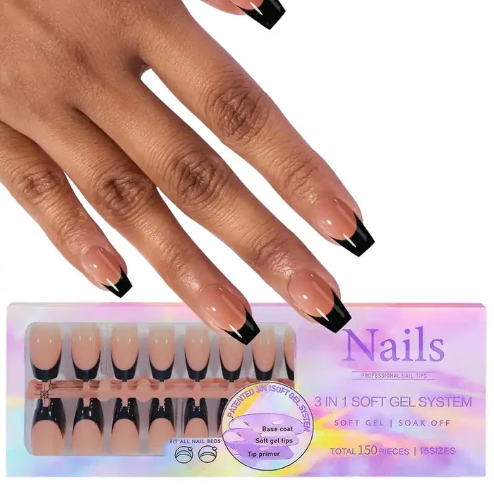 150 Ballerina French Press-On Tips schwarz