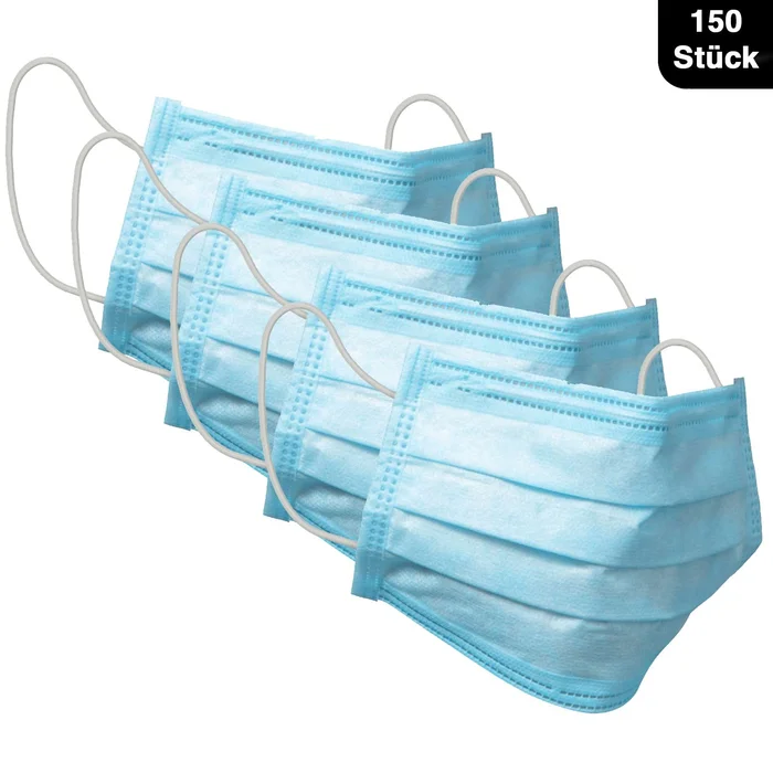 150x Einwegmaske 3-Lagig 50er Set Maske 3-lagig Gesichtsmaske Mund- und Nasenmaske