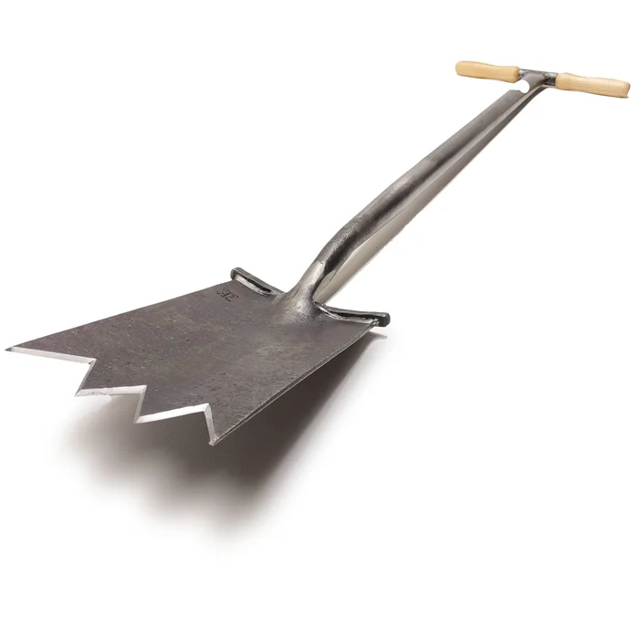 1794 – englischer Shark–Spaten mit Tritt – Stahlrohr–T–Stiel