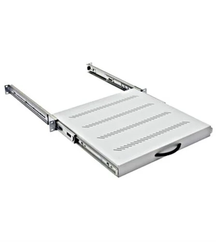 19″ Fachboden mit Vollauszug, 30kg Last, T=450mm,1HE,RAL7035