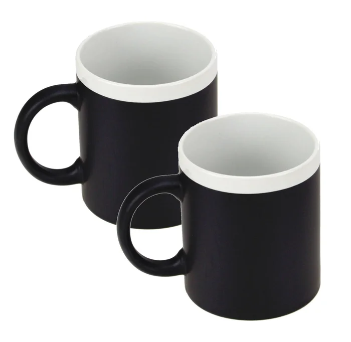 2er Set beschreibbare Memo Kreide Kaffee Tasse – Farbe: weiss