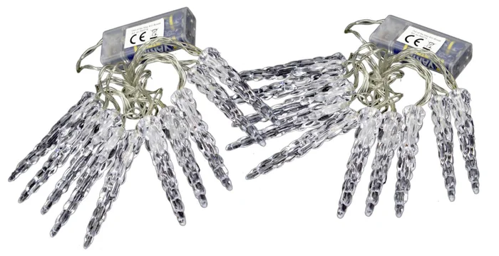 2er Set LED Eiszapfen Lichterkette warmweiß