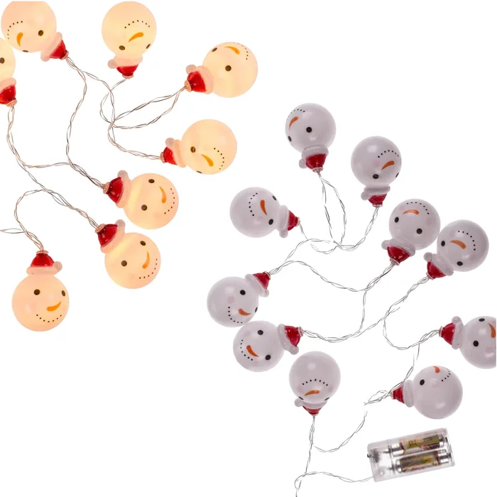 2x LED Schneemann Lichterkette für Innen mit 10 LEDs (Batteriebetrieb)