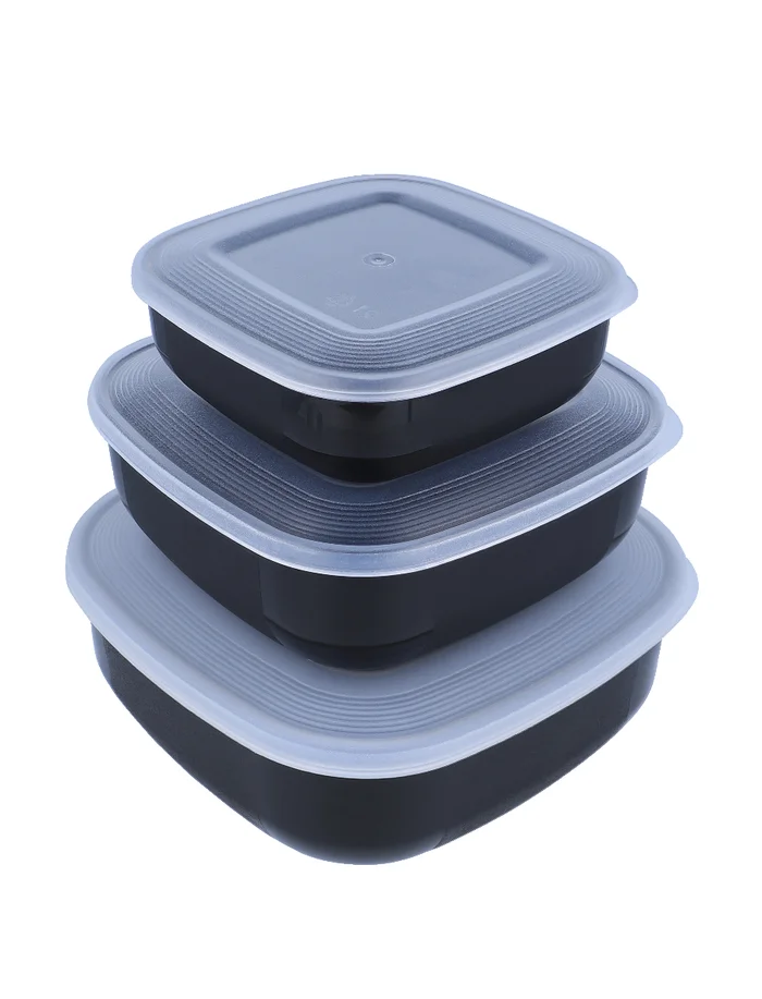 3 tlg. Frischhaltedosen-Set, 0,5 x 1 x 1,5 mm (schwarz)