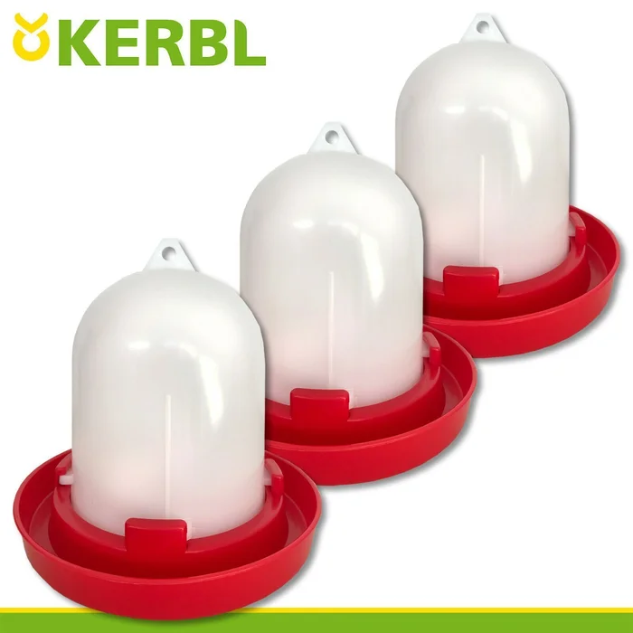 3 x 1,5 l Hühnertränke Tränke Geflügeltränke Stülptränke Kunststofftränke rot