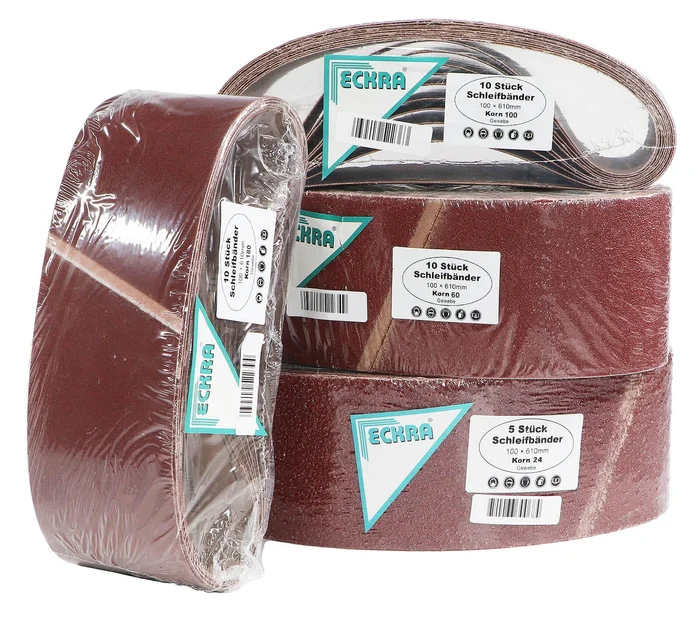 35 Schleifbänder 100×610 mm Mix – Korn: 24 60 100 180