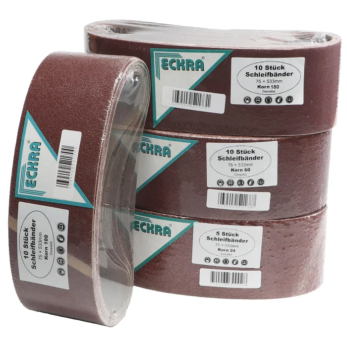 35 Schleifbänder 75×533 mm Mix – Korn: 24 60 100 180