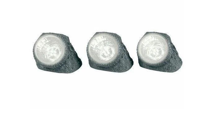 3er Set LED Außenleuchten, Stein Design