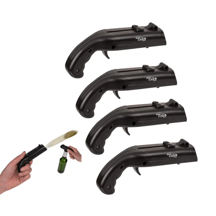 4er Set Flaschenöffner mit Kronkorken Pistole Bieröffner mit Schussfunktion