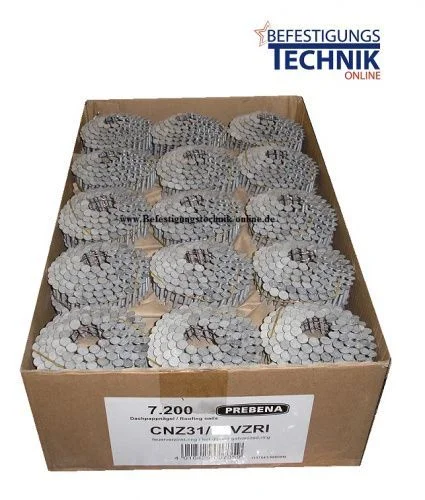 7200 Dachpappnägel 3,1x45mm Ring feuerverzinkt Coilnägel für 16° Dachpappnagler