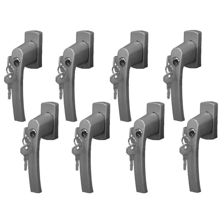 8er Set Sicherheits Fenstergriffe abschließbar silber