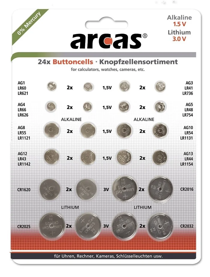 Ag Alkaline 0% Hg + Cr Lithium