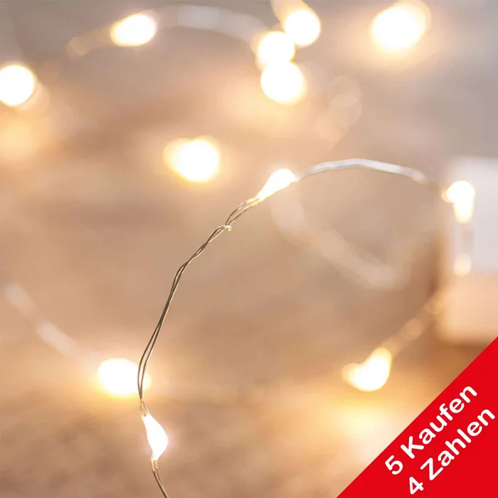 Aktion: 5 Kaufen 4 Zahlen Micro LED Lichterketten 20 warmweiße LEDs auf 200cm