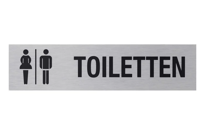 Aluminium Schild „D+H Toilette“, 160 x 40 mm