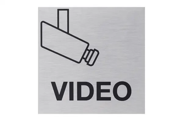 Aluminium Schild „Video“, 80 x 80 mm