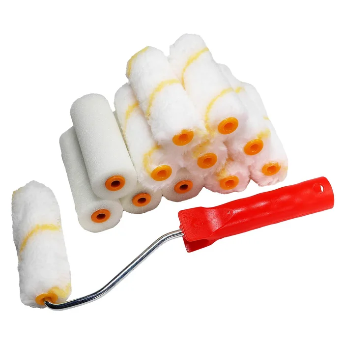 Anstreichset 13 teilig Steckbügel Schaumwalze Plüschwalze