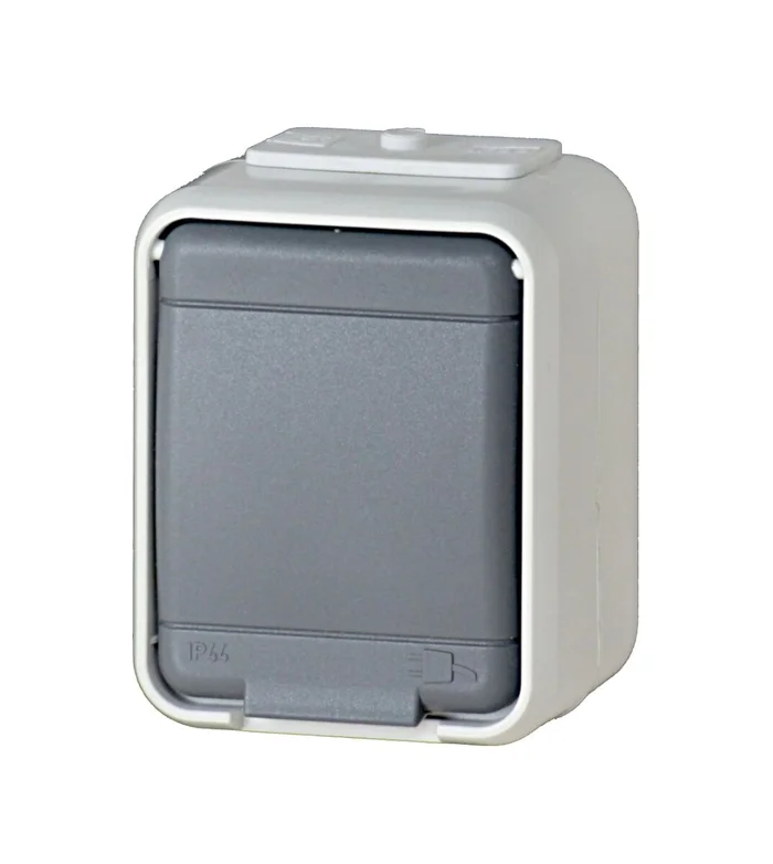 AP IP44 Steckdose, Steckklemme, basaltgrau, Aqua-Top