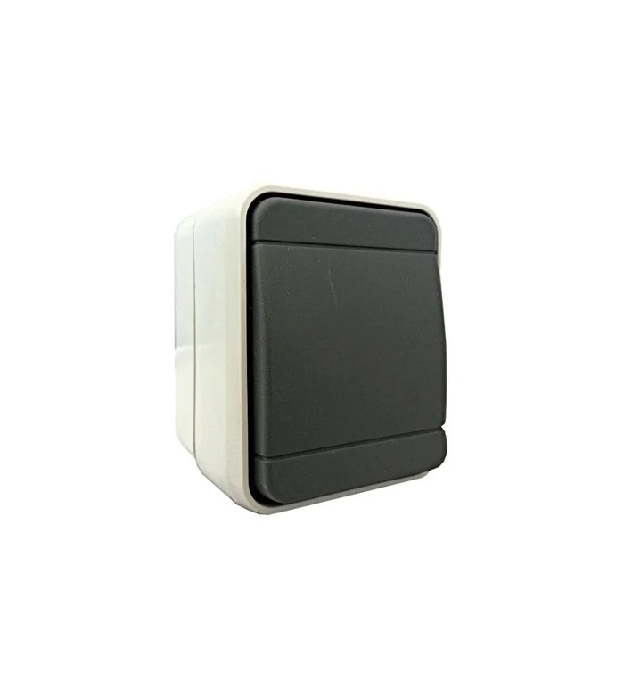 AP IP44 Universaltaster, 1 Wechsler, Steckklemme, basaltgrau