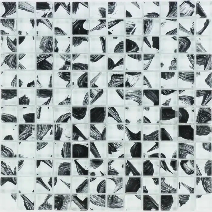 Art Deco Black Keve Mosaik – – 30×30