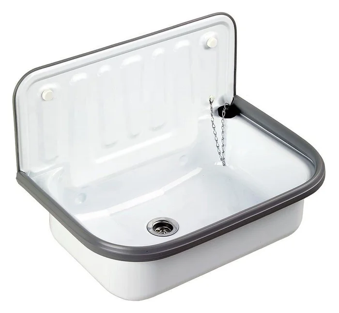 Ausgussbecken Spülbecken Waschbecken Stahl emailliert weiß 51x33x37cm