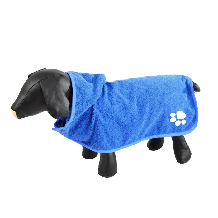 Bade-Poncho für Hunde, Mikrofaser, 55 cm, blau