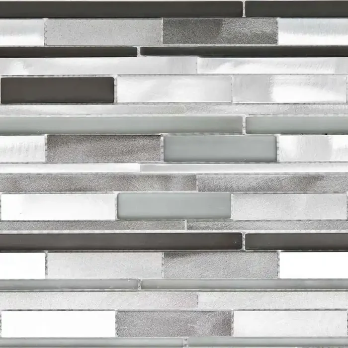 Bärwolf Aluminium Stäbchenmosaik Metal Grey Mix Glänzend Mosaikfliese 30×31 Art.-Nr. GL-14009