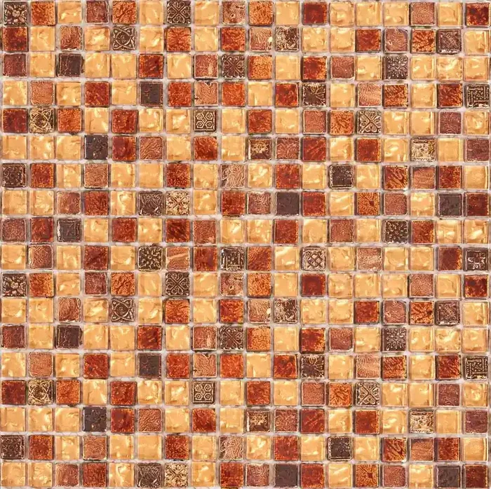 Bärwolf Glas Gold Red Carved Glänzend Mosaikfliese 29,8×29,8 Art.-Nr. GL-2489