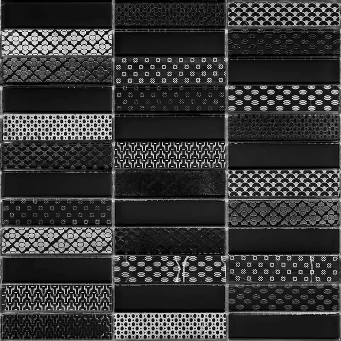 Bärwolf Laura Black Mix Glänzend Mosaikfliese 29,8×29,8 Art.-Nr. GL-17001