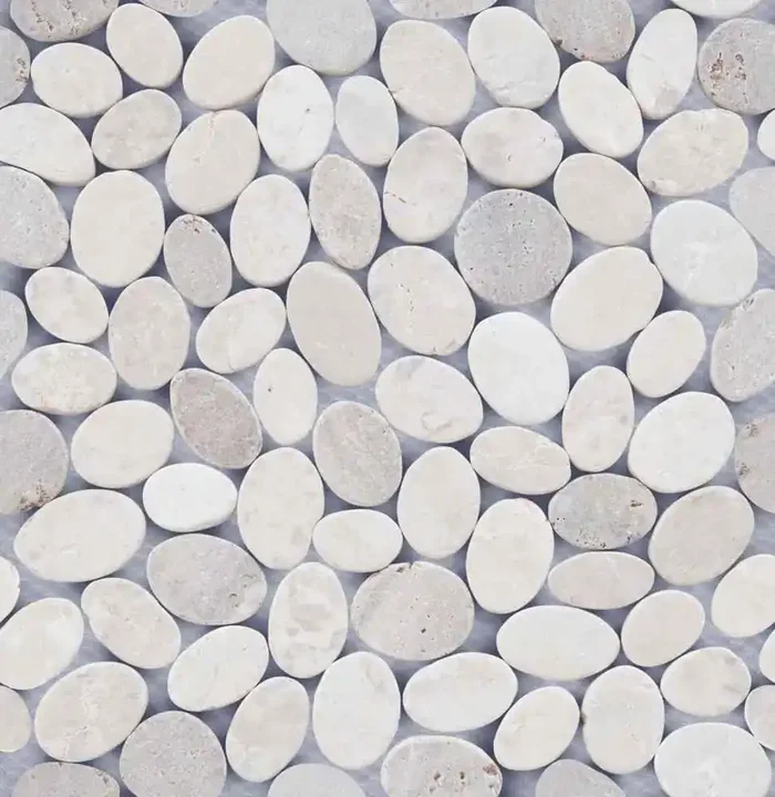 Bärwolf Naturstein White Sunset Pebble Matt Mosaikfliese 30×30/1,0 R10/C Art.-Nr. PMG-10002