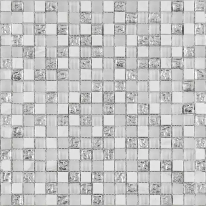 Bärwolf Tuscany Brilliant White Mix Glänzend Mosaikfliese 1,5×1,5 (30×30) Art.-Nr. GL-16008