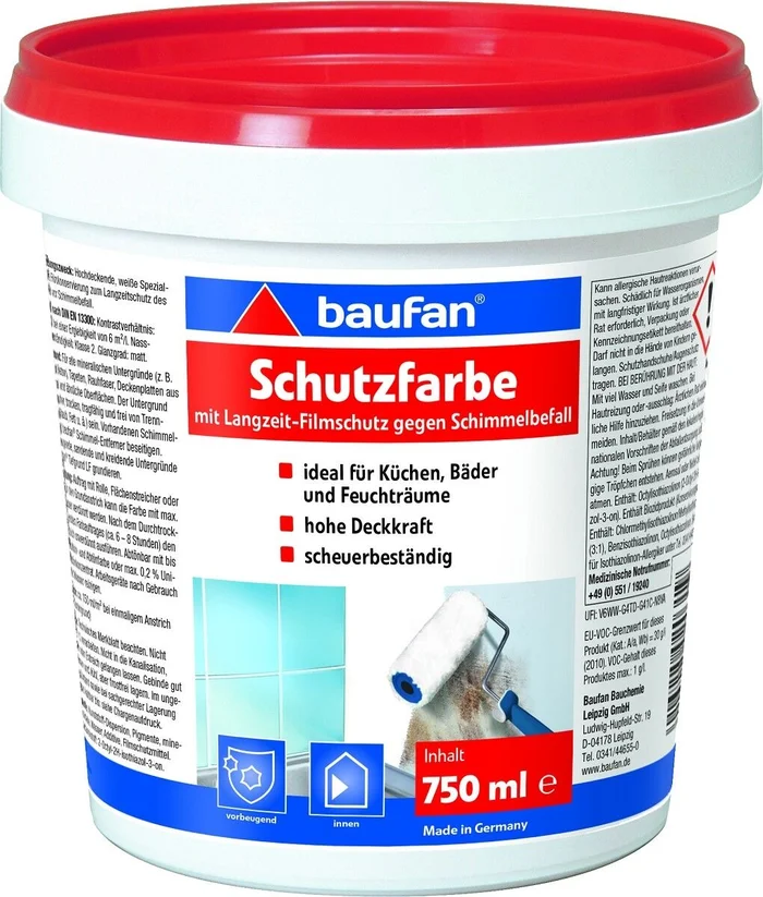 baufan Schutzfarbe Wand und Decke, 750 ml (weiß)