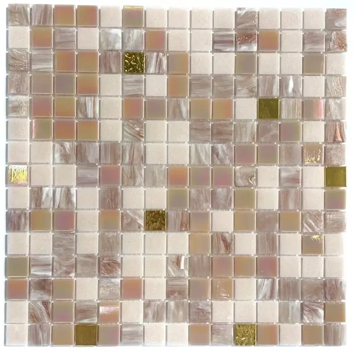 Bisazza Mosaikfliesen „Amalia“ rosa gold glänzend 32,2×32,2cm netzverklebt
