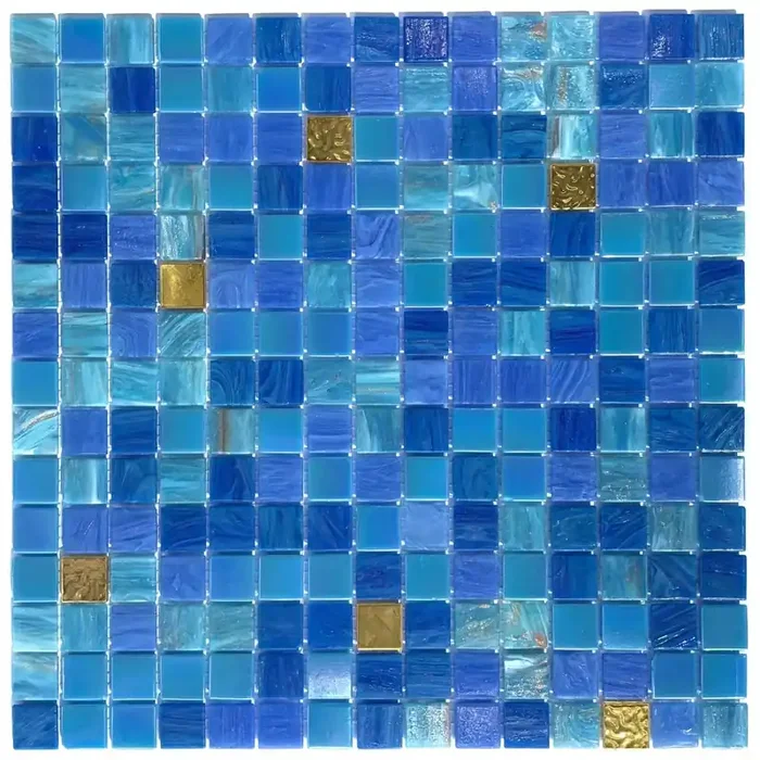 Bisazza Mosaikfliesen „Aurora“ blau gold mix 32,2×32,2 cm netzverklebt