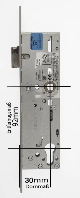 BKS Rohrrahmenschloss B-18260-00-U-8 92 mm Entfernung, 30 mm Dorn, Flachstulp