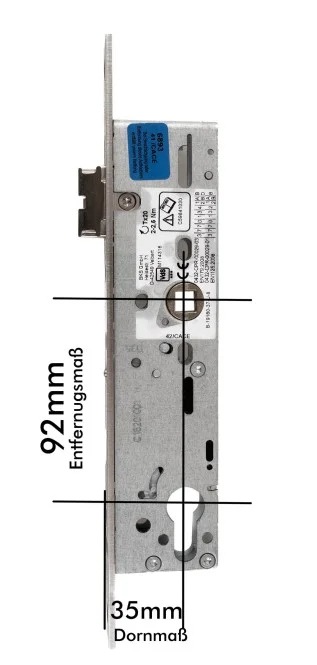 BKS Rohrrahmenschloss B-19160-37-U-8 92 mm Entfernung, 35 mm Dorn, DIN L + R