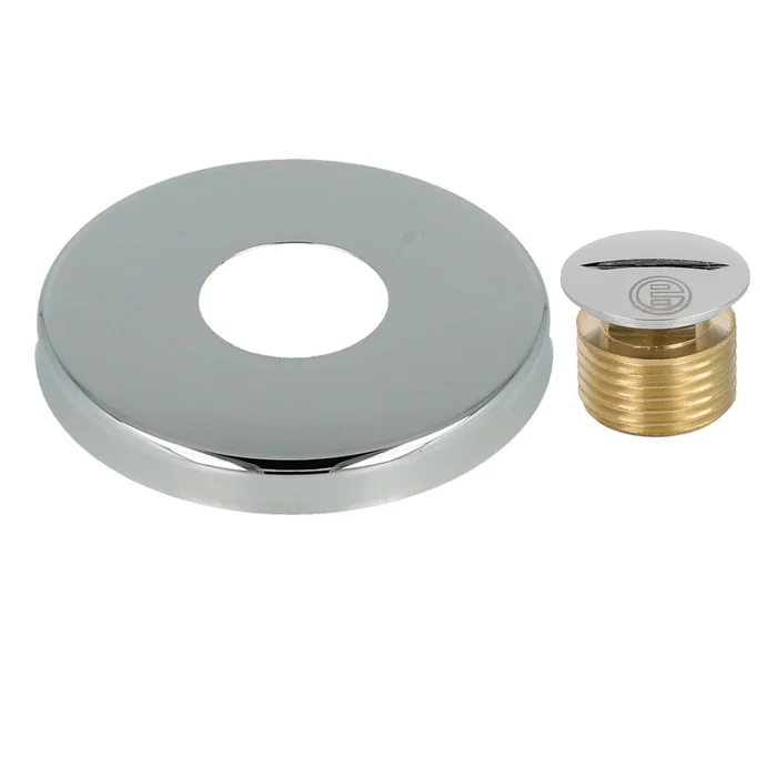 Blindstopfen mit Rosette Messing verchromt 1/2 Zoll