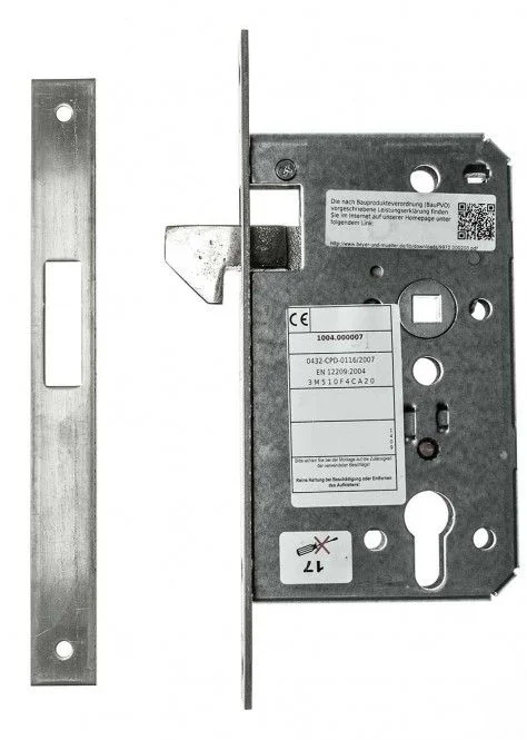 BMH Schiebetüreinsteckschloss 1004 PZ mit Hakenfalle, 72 mm Entfernung, 65 mm