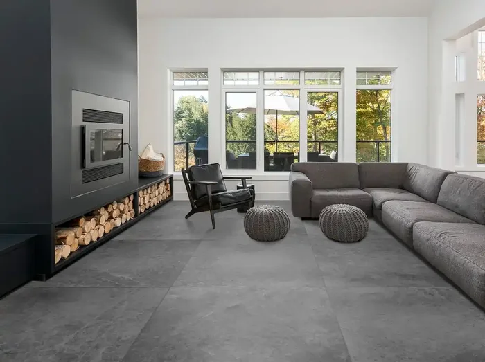 Bodenfliese Oregon Dunkelgrau 120x120cm Rektifiziert
