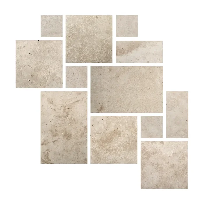 Bodenfliesen-Set Römischer Verband Steinoptik fertiges Set mit verschiedenen Größen „In Falda Perlato Di Sicilia“