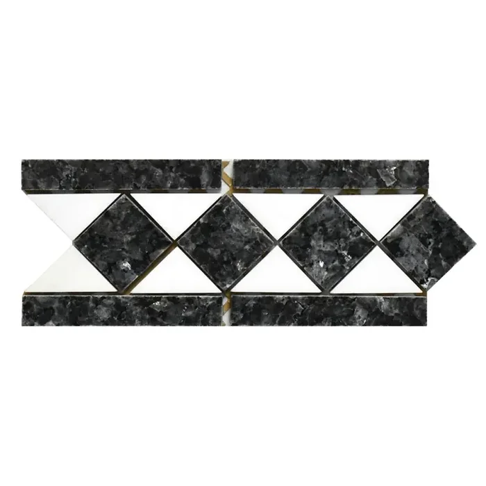 Bordüre Crystal Mosaik Nr.656 820/BT Granit anthrazit weiß 8×20 cm