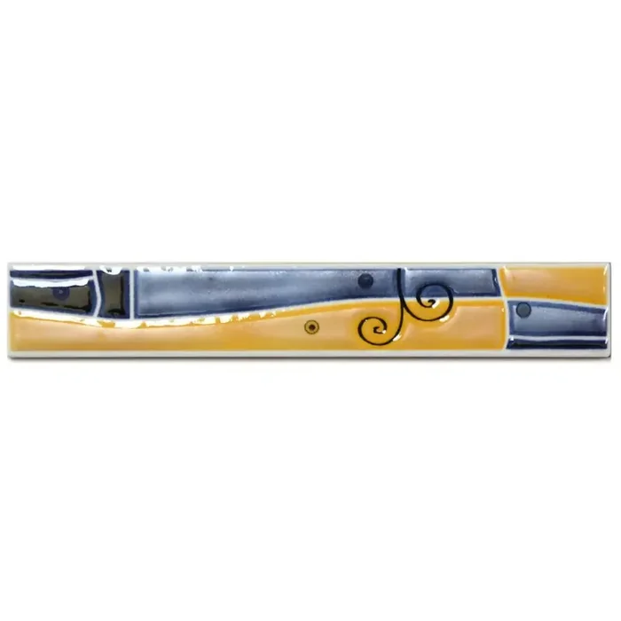 Bordüre Gaya Nr.134 Lino 25 blau gelb silber 4×25 cm I.Sorte