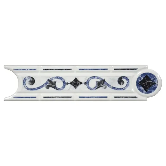 Bordüre SKP Italian Style Nr.523 Lacio azul blau schwarz weiß 5×20 cm