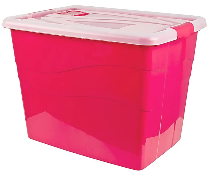 Box mit Deckel und Rollen, PP, 46x62x45 cm, 80 L (pink)